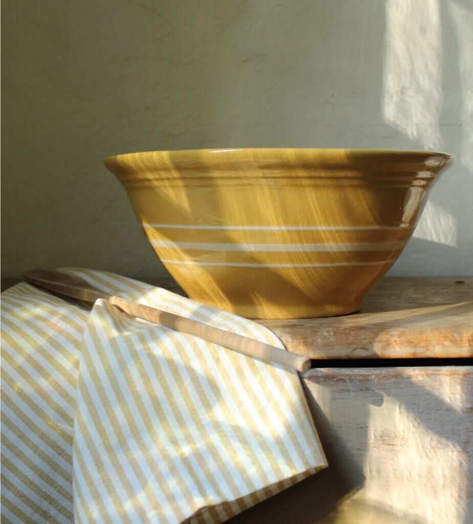 Large Sunflower Yellow Ware Mixing Bowl Nora Murphy Country House
