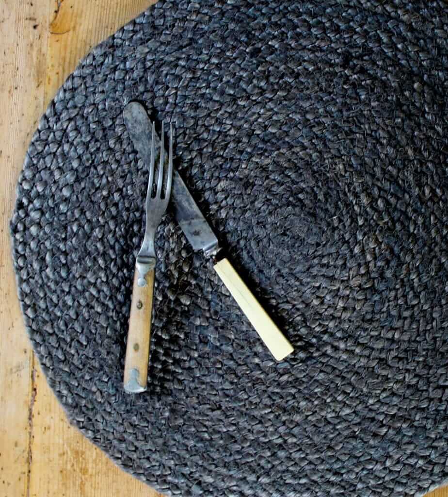 Charcoal Jute Round Braided Placemats Nora Murphy Country House