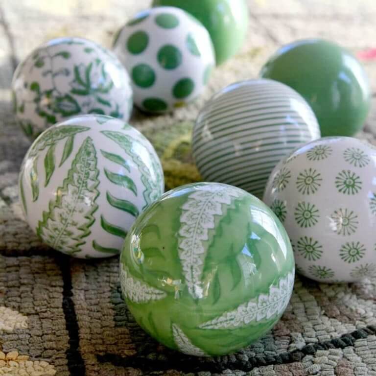 Garden Green Porcelain Carpet Balls Nora Murphy Country House