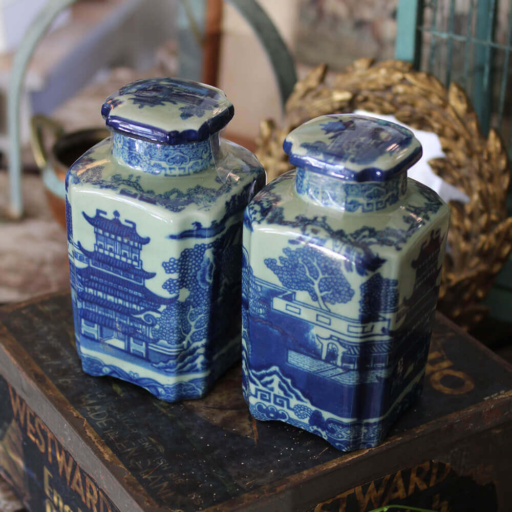 Chinoiserie Lidded Jars/Set of 2 - Nora Murphy Country House