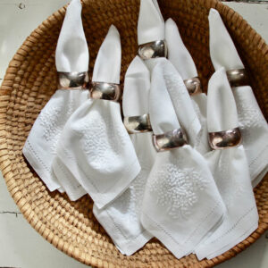 Sferra Lisetta Embroidered Linen Dinner Napkins/Set of 8