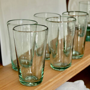 Hand blown Green Glass Tumblers/Set of 4