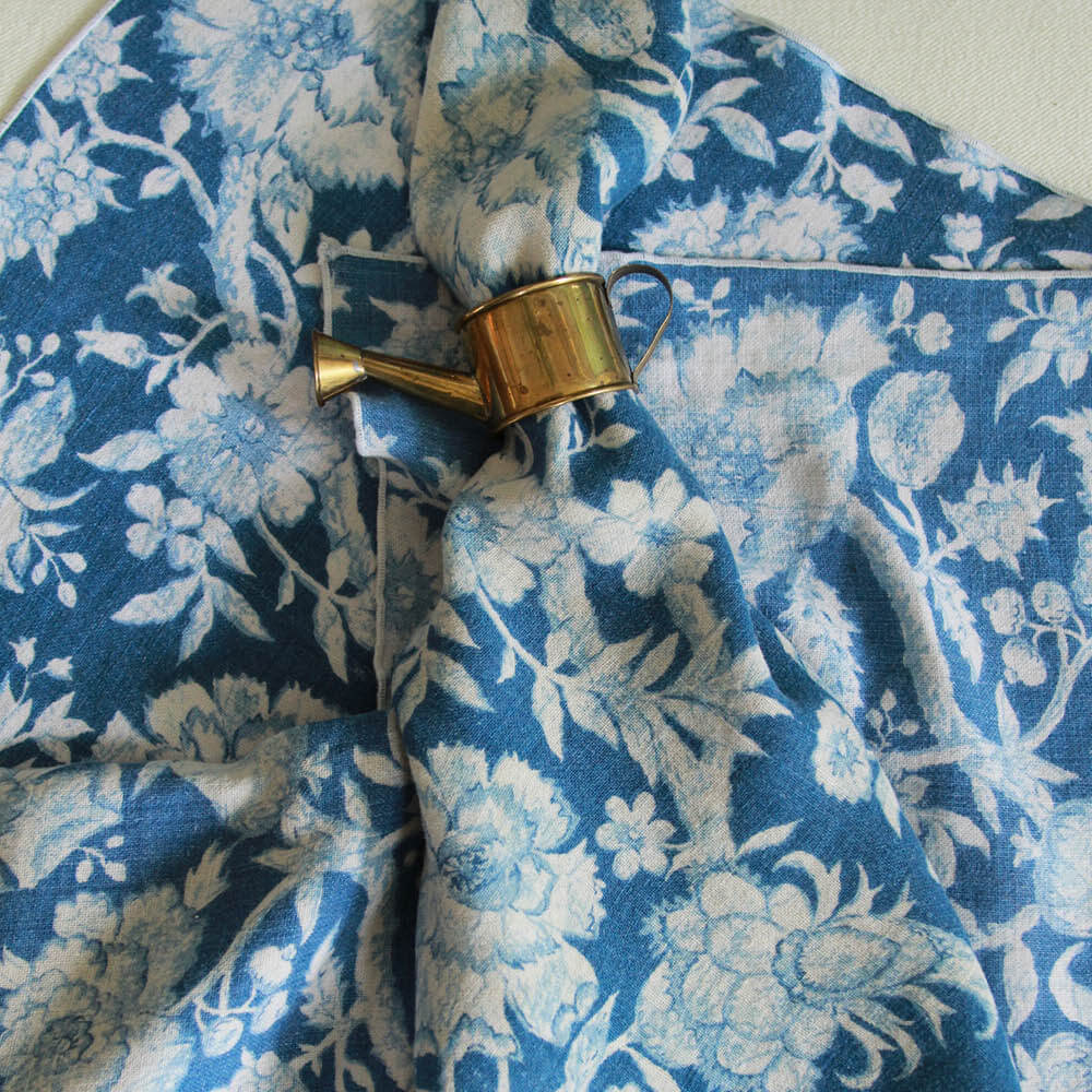Aegean Blue Jacobean Floral Napkins/Set of 4