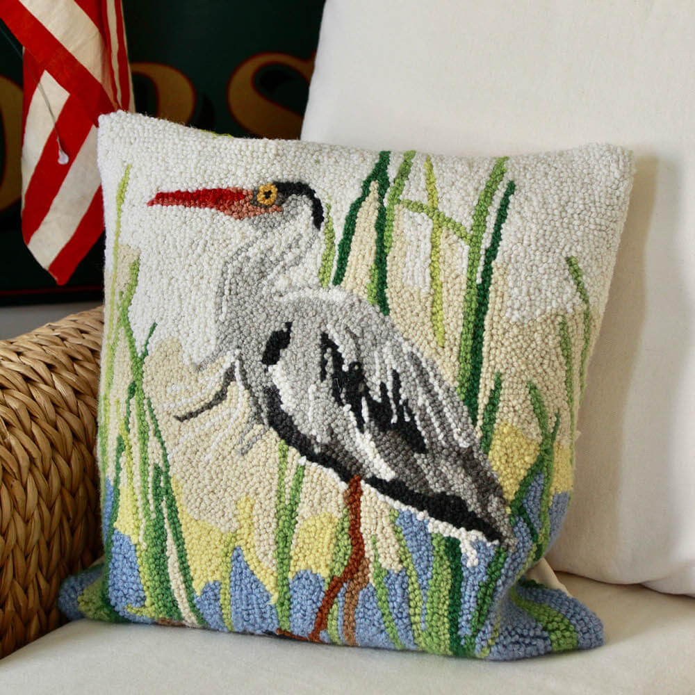 'Heron' Hooked Accent Pillow