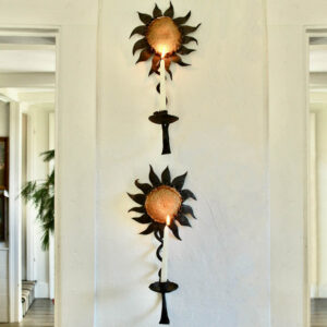 Sunflowers Hand Wrought Iron Candle Sconces/Set of 2