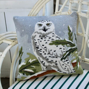 Snowy Owl Hooked Pillow