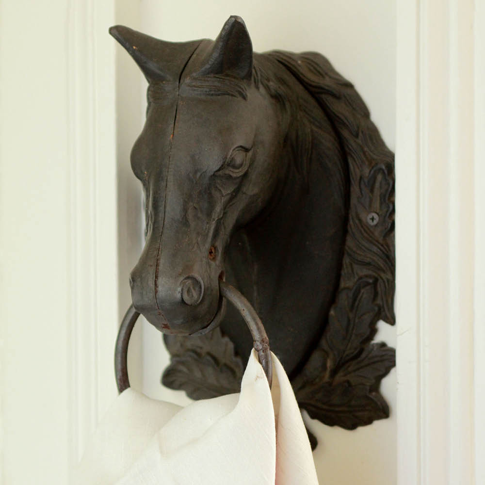 Ebony, the Antique Cast Iron Hitching Post Topper