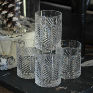 Ralph Lauren Old Fashioned Herringbone Crystal Glasses/Set of 4