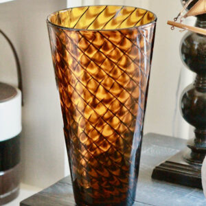 Vintage Amber Swirl Glass Tumbler Vase