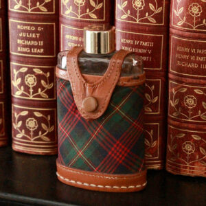 Petite Vintage Tartan & Leather Glass Flask