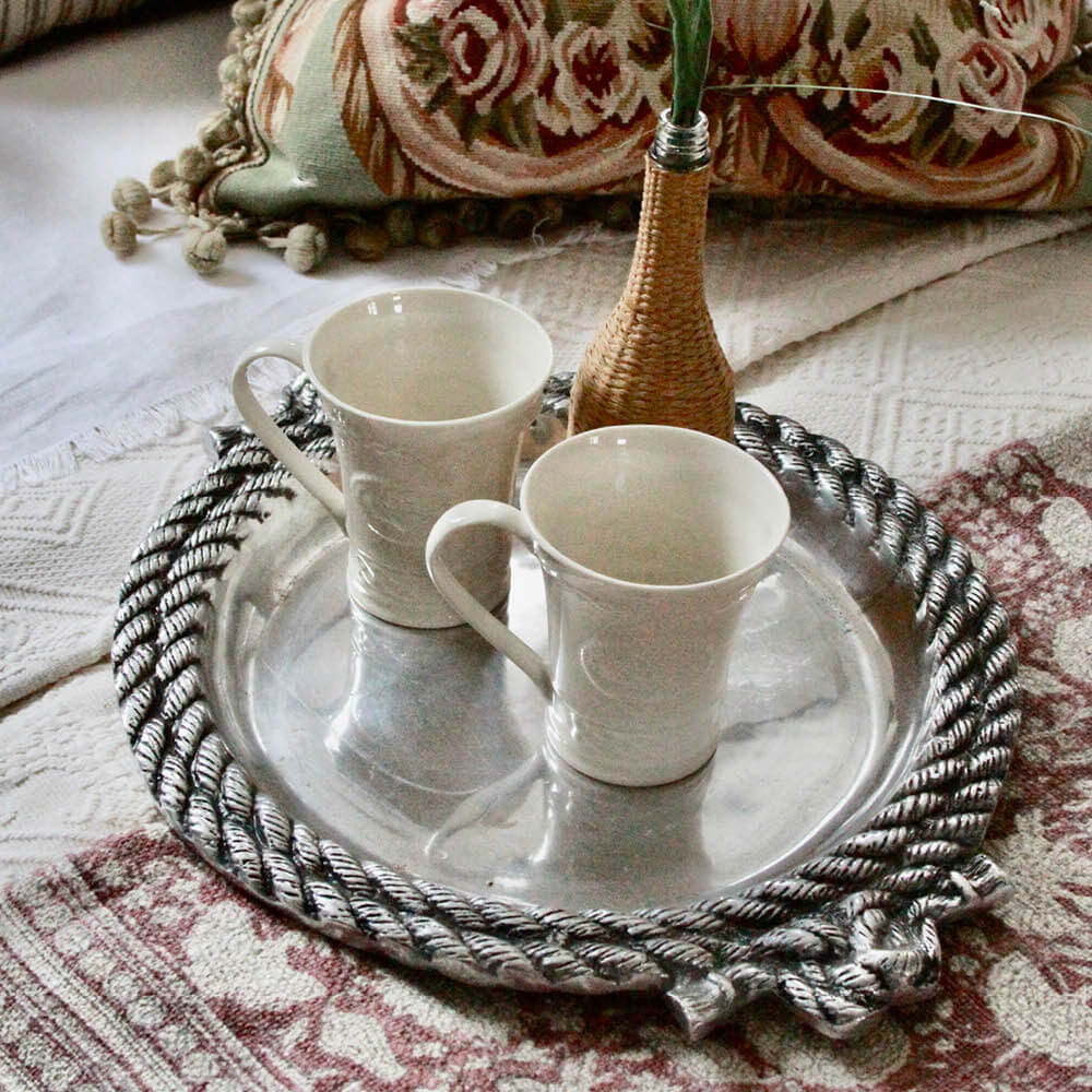 Newport Ship Rope Polished Pewter Tray