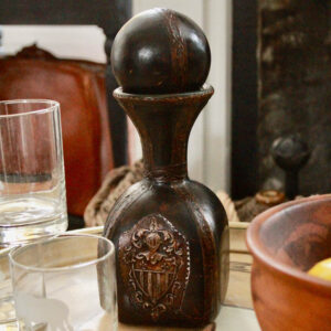 Carlisle Vintage Leather Wrapped Glass Decanter & Stopper