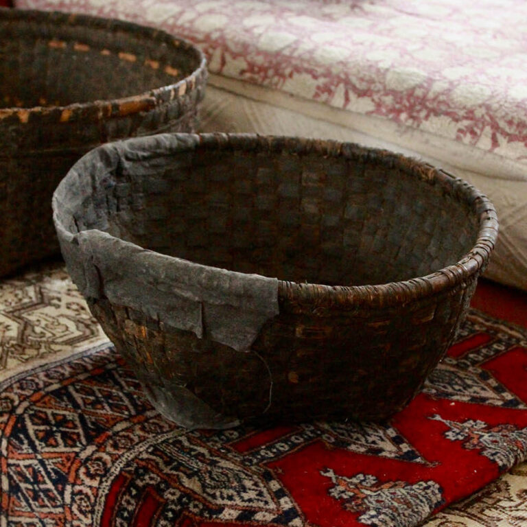 Farmhouse 19th Century Primitive Splint Basket - Nora Murphy Country House
