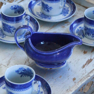 Vintage Cobalt Blue Pottery Pitcher