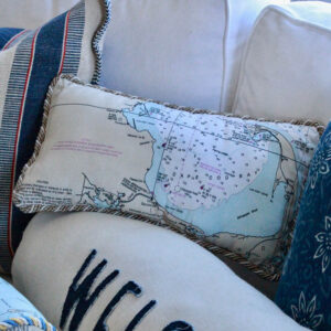 Cape Cod Bay Nautical Chart Pillow