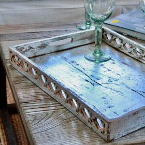 Greenwich Antiqued Silver Leaf Wood Serving Tray