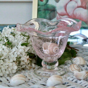 Lily's Vintage Ruffled Art Glass Compote
