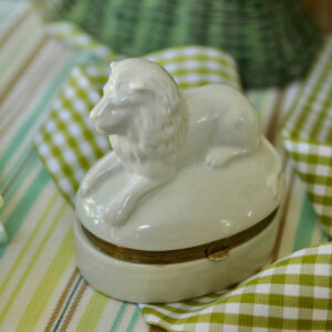 Vintage Porcelain Lion Keepsake Box