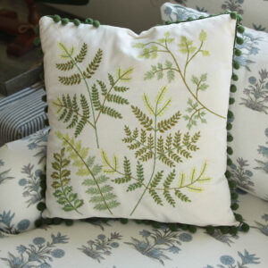 Fern Accent Pillow w/Pom Pom Trim