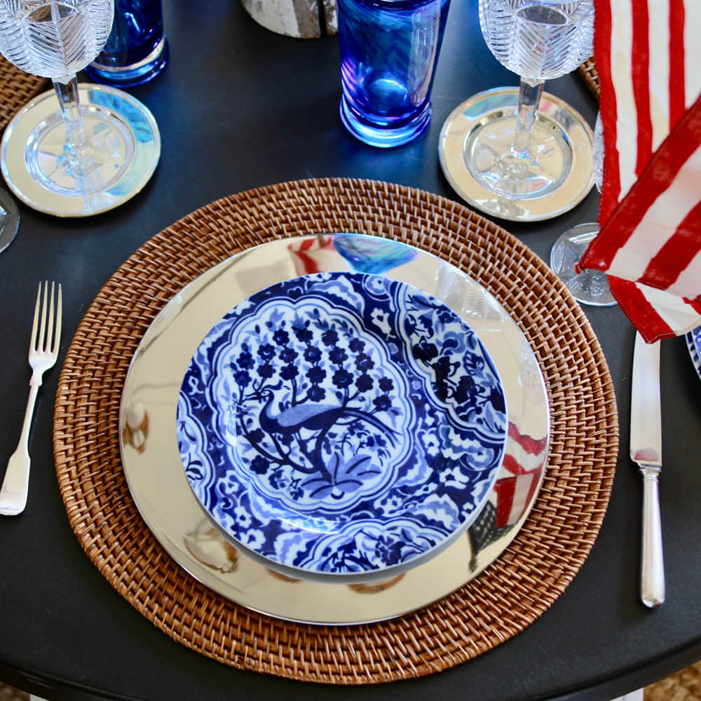 Pottery Barn Blue and White Peacock Salad Plates/Set of 6