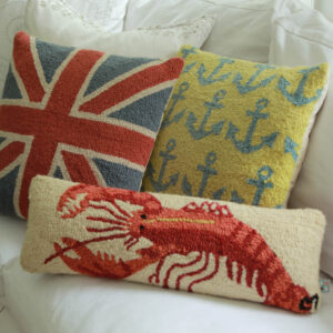 Lobster Hooked Wool Accent Pillow