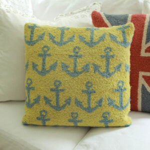 Anchors Hooked Wool Accent Pillow