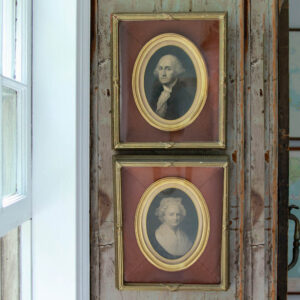 Antique Colonial Revival George and Martha Washington Portrait Prints/Set of 2