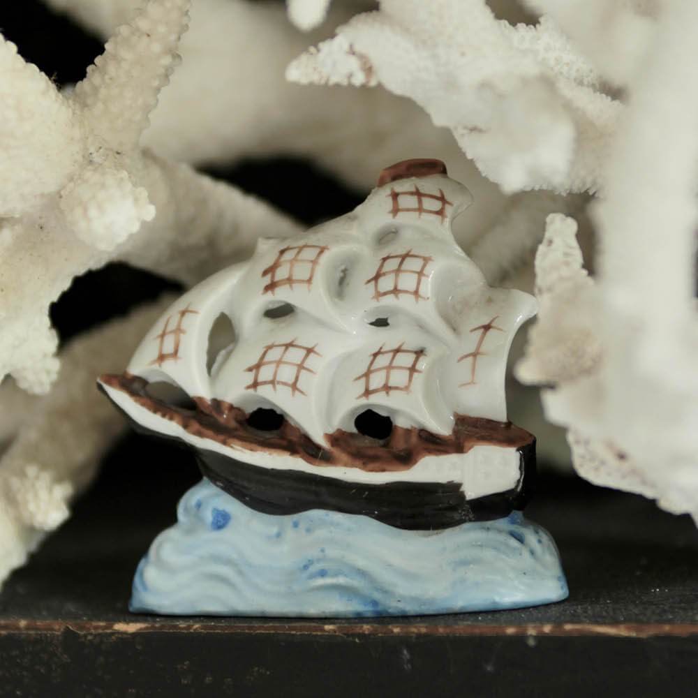 Vintage Miniature Porcelain Sailing Ship
