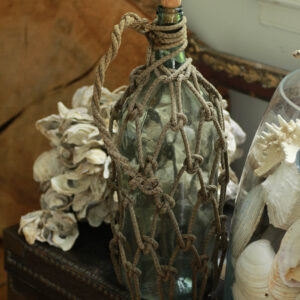 Sailor's Vintage Glass Fishing Float Bottle in Rope Net