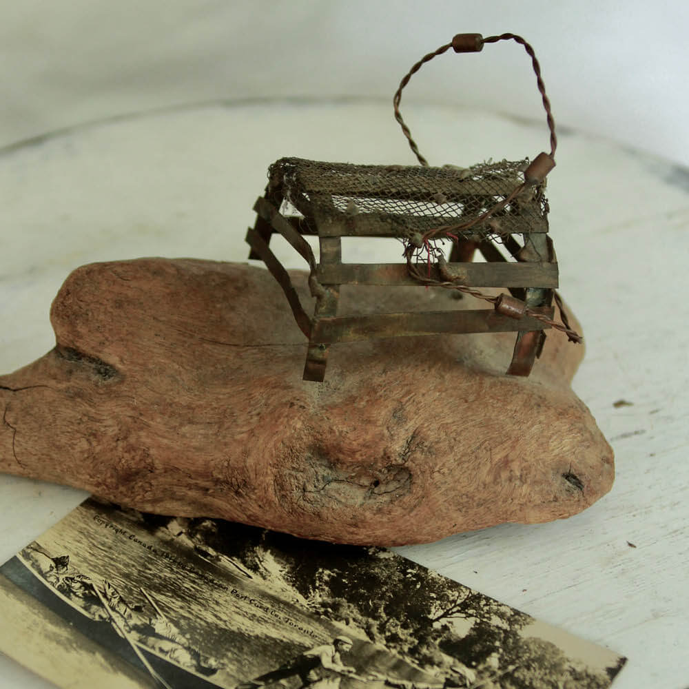Vintage Miniature Lobstuh Trap Sculpture