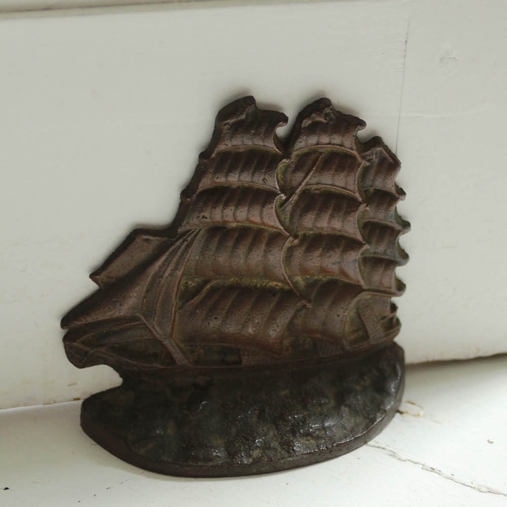 Vintage Cast Iron Clipper Ship Doorstop