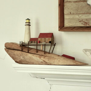 Handcrafted Lighthouse Cottage Driftwood Sculpture