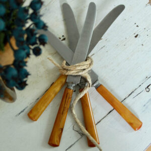 Vintage faux Tortoiseshell Handled Knives/Spreaders/Set of 4