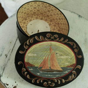 Vintage Hand Painted Sailing Ship Bandbox