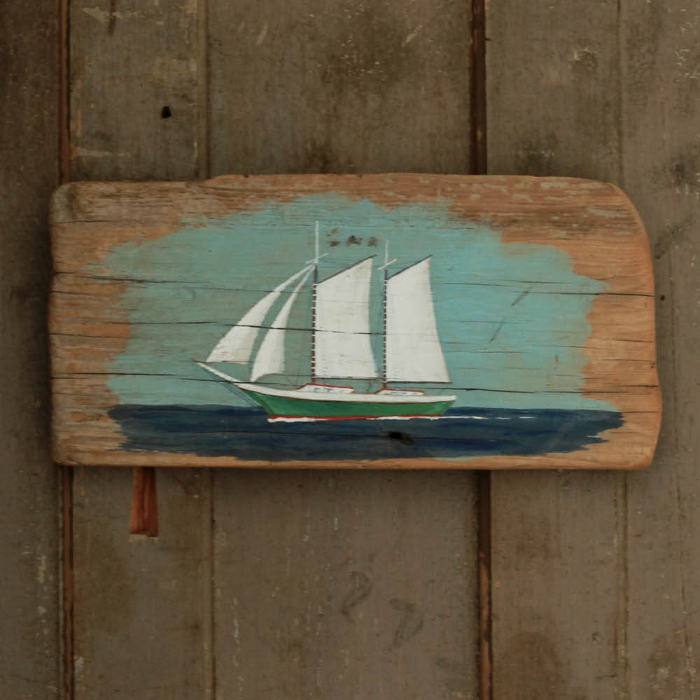 Vintage Handpainted Schooner