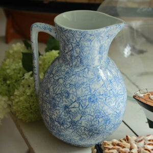 York Large Blue and White English Chintz Pitcher