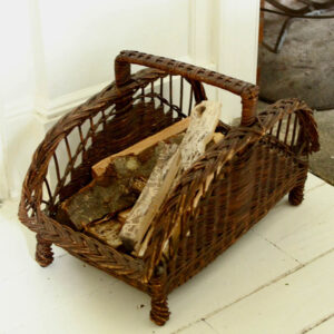 Maine Cabin Vintage Wicker Fireside Log Basket