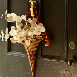 Litchfield Vintage Woven Wicker Cone Door Basket