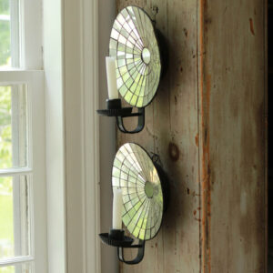 Mirrored Mosaic Sunburst Candle Wall Sconces/Set of 2