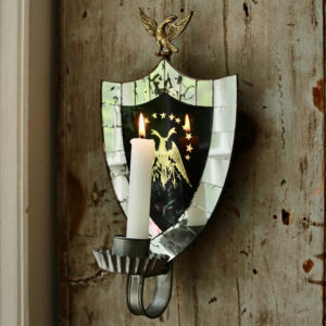 Vintage Englomise Eagle Shield Mirrored Candle Sconce