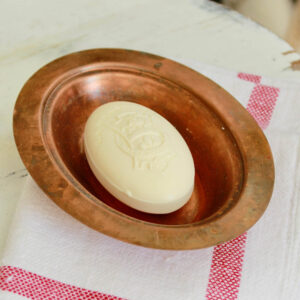 Vintage Oval Copper Soap Dish & Imported Soap from Italy