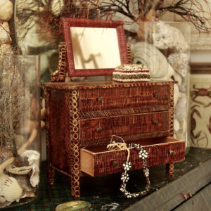 Vintage Faux Bois Painted Three-Drawer Jewelry Chest of Drawers
