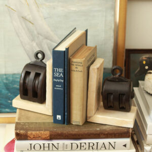 Vintage Wooden Nautical Pulleys Block Bookends/Set of 2