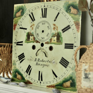 Antique R.Roberts, Bangor, Painted Longcase Clock Dial, Circa 1840's